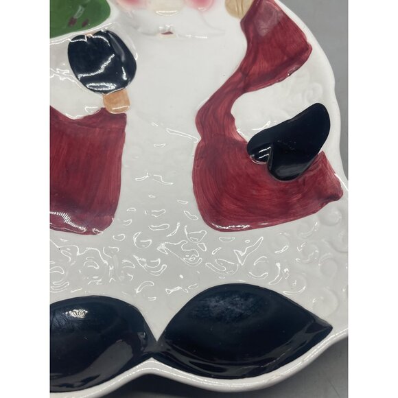 figi Christmas Santa tray plate serving tree 16x8" red white green boots READ - Picture 4 of 8